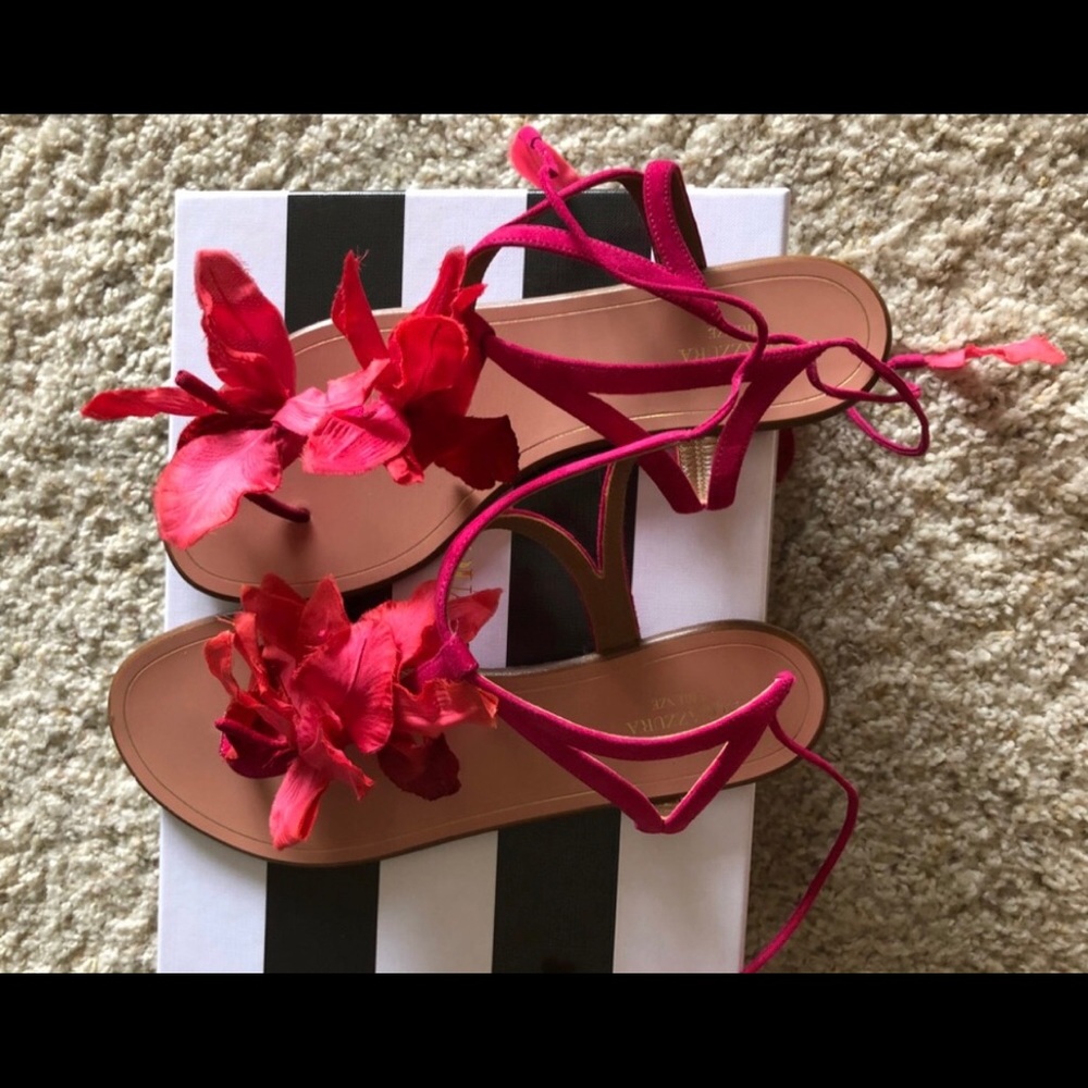 Aquazzura Floral Pink Sandals almost brand new
